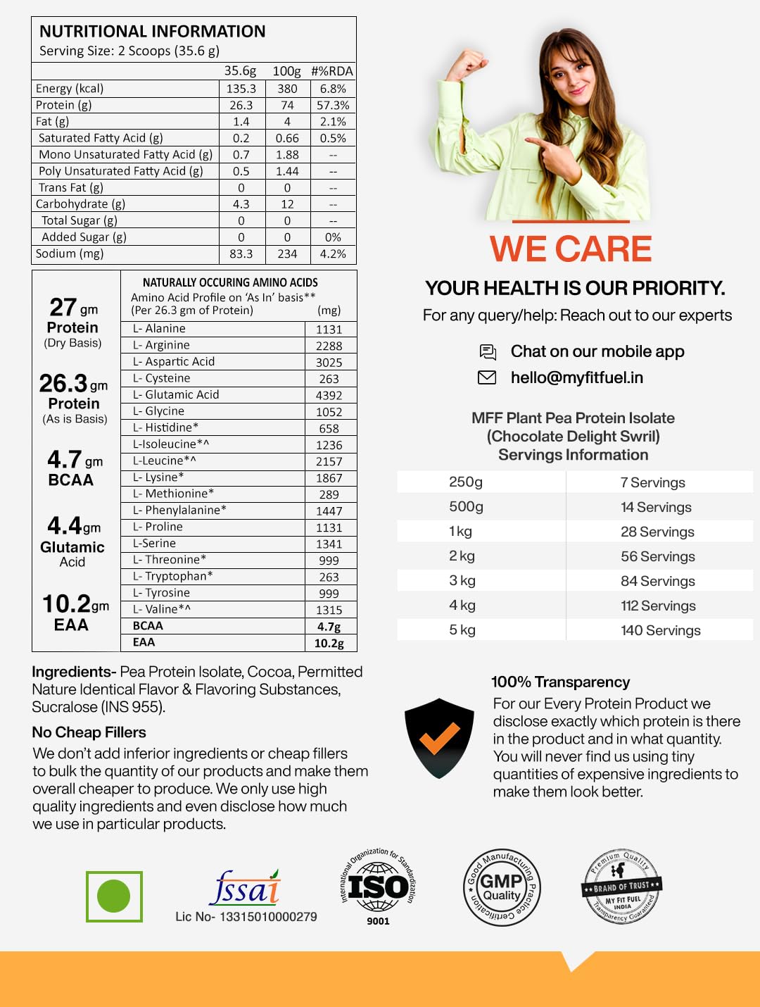 MyFitFuel Clean Plant Pea Protein Isolate (26.3g Protein, 4.7g BCAA, 10- image 7