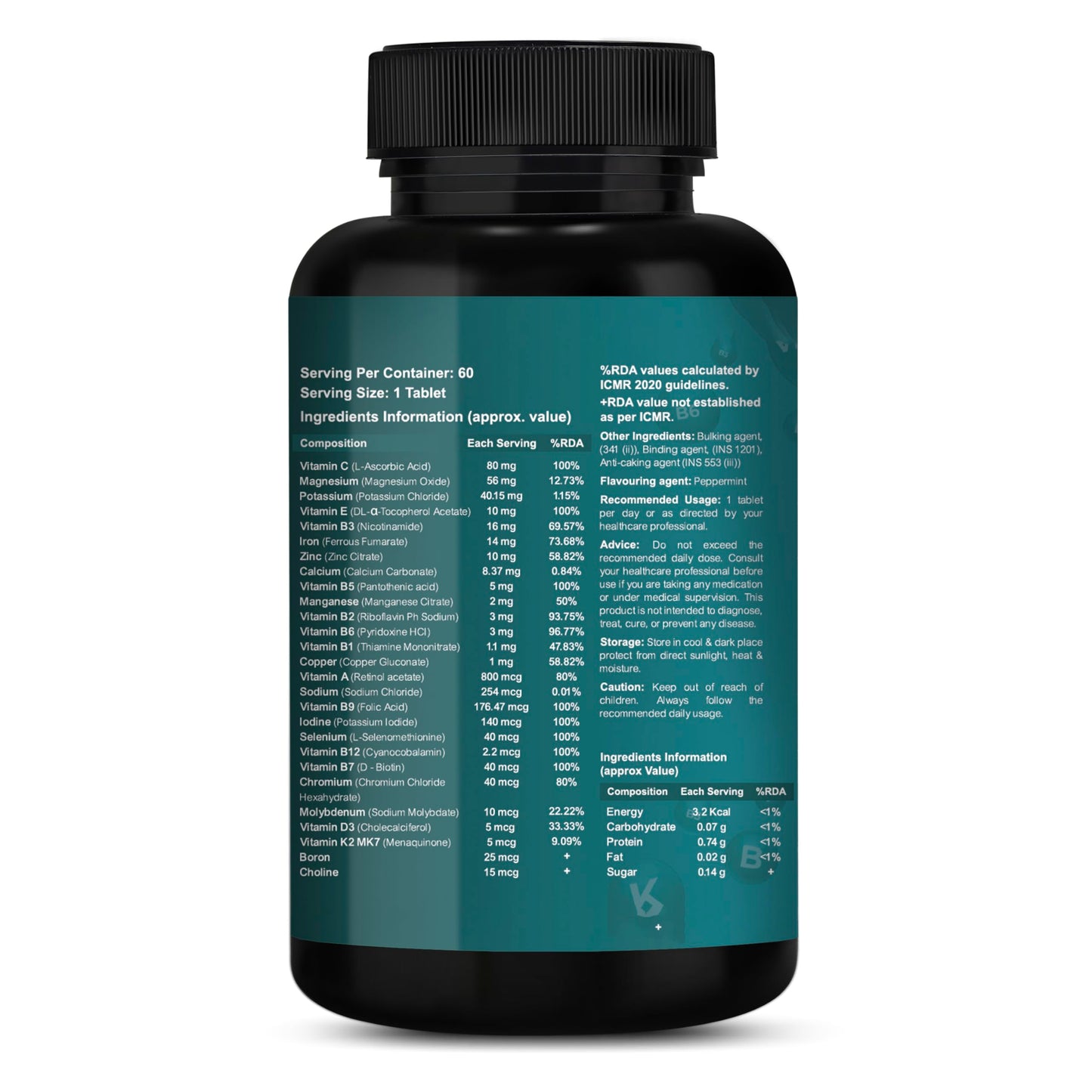 CUREFOREVER Multivitamin Tablet for Men (60 Tablets) | Multivitamin & Multimineral with 27 Key Nutrients – Vitamin C, D3, K2, B12, Biotin & Zinc | Energy, Stamina & Immunity Support