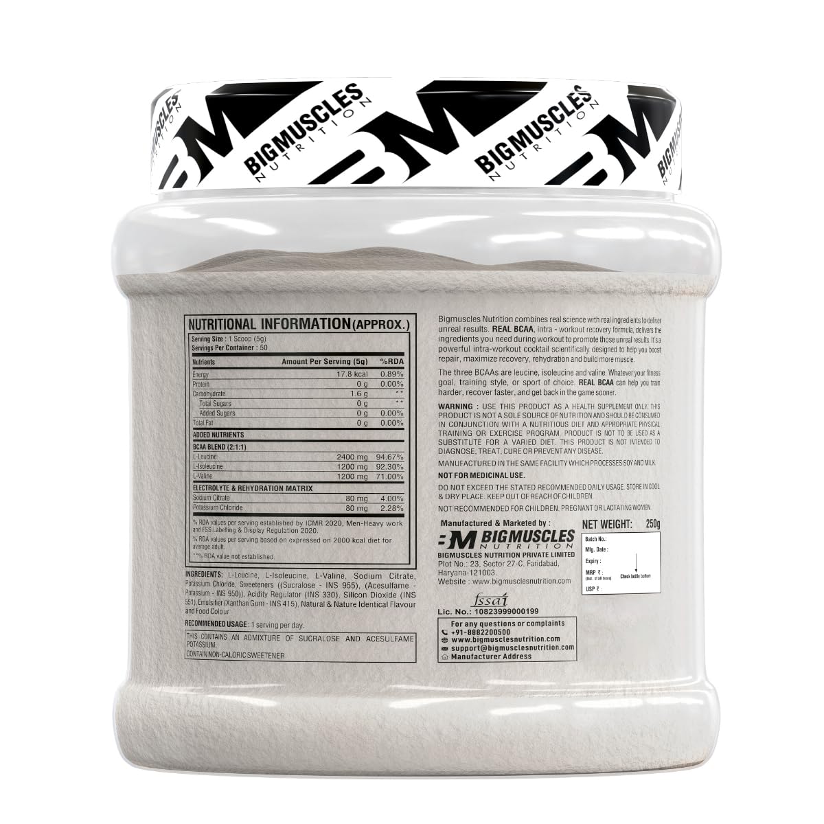 Bigmuscles Nutrition Real BCAA with Electrolytes [50 Servings, Tropical- image 6