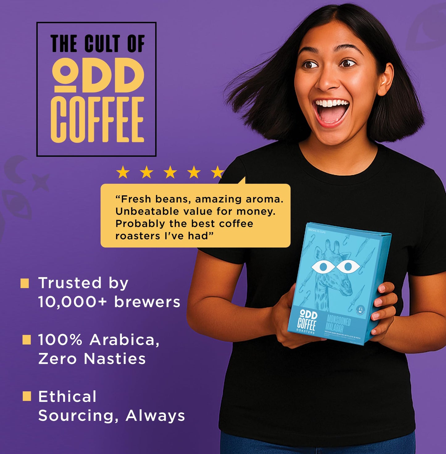 ODD COFFEE ROASTERS Easy Pour Over Coffee Drip Bags | Monsooned Malabar Medium Dark Roasted | Pack Of 10 Sachets Travel-Friendly 100% Arabica Coffee | Ready to Brew in 2 min Just Pour Hot Water