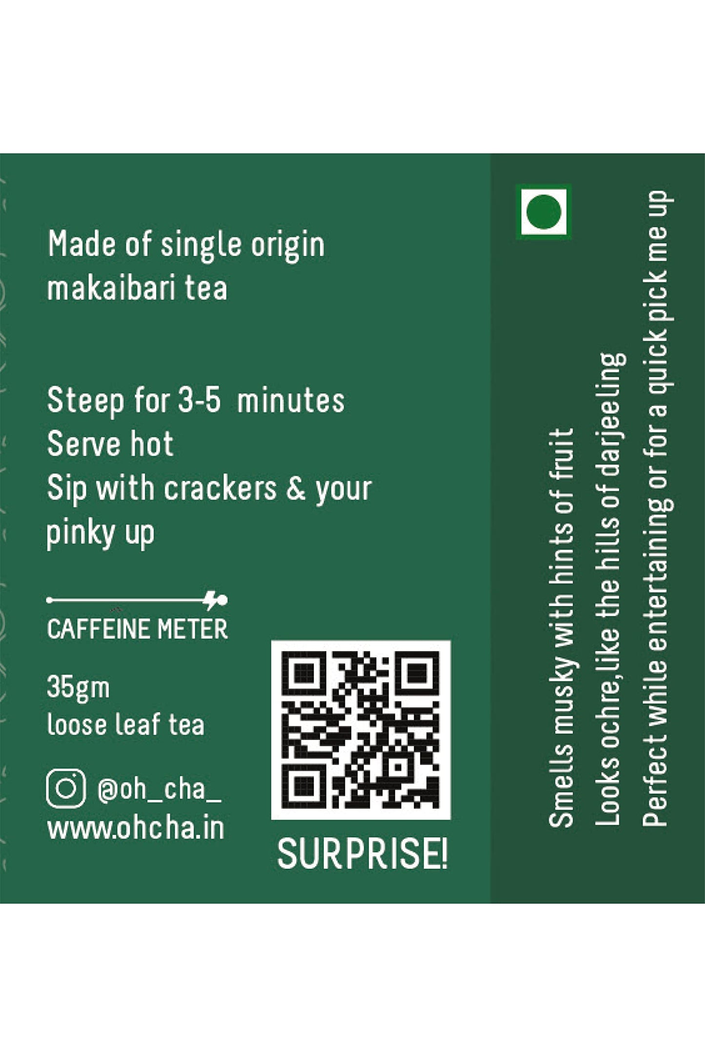 OH CHA - Muscatel Darjeeling Tea|Premium Single Estate 100% Whole Leaf Black Tea|Seductively Sweet Muscatel Flavor|Pure Unblended Darjeeling Long Leaf Tea|35Gram Tin Caddy - Loose Leaves