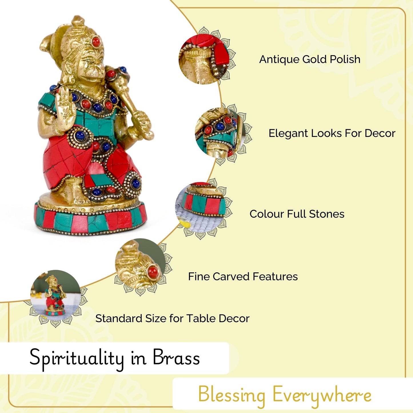 Brass/Idol Lord Hanuman ji Murti Statue Handcrafted Showpiece for Pooja- image 6