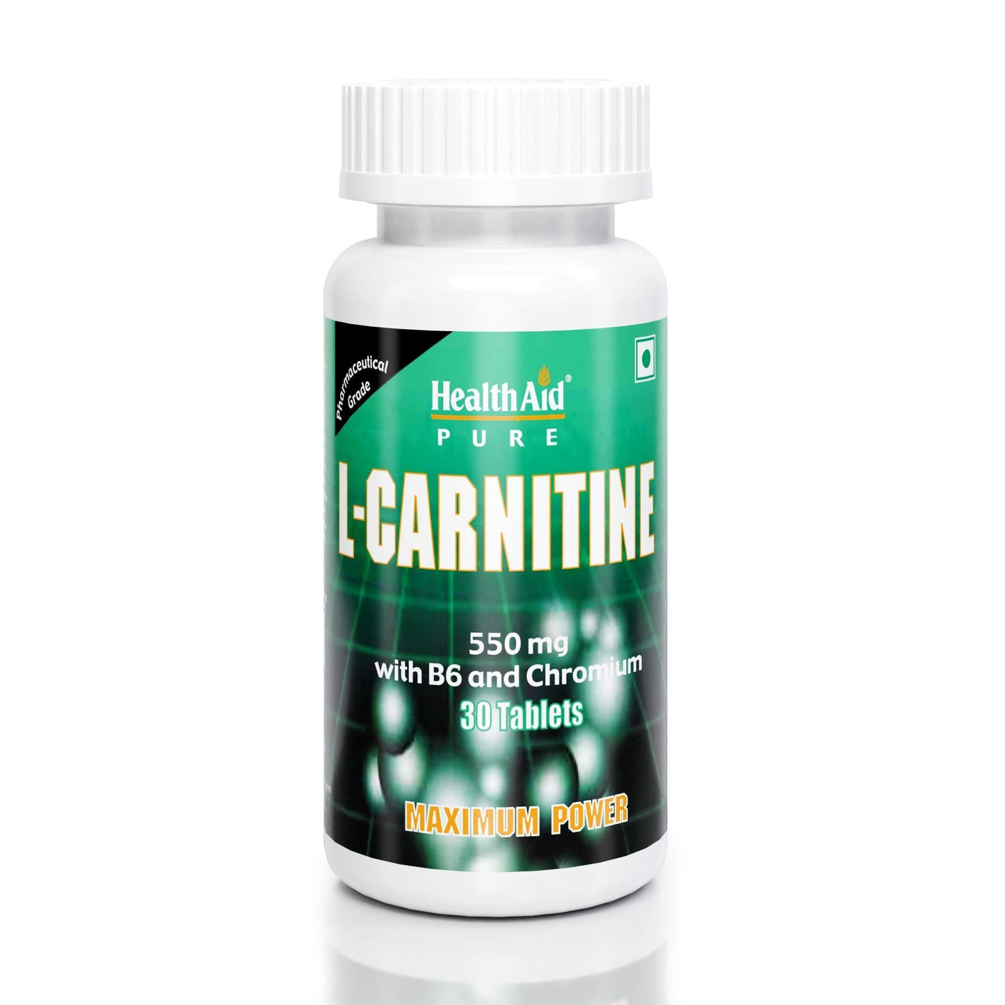 HealthAid L-Carnitine 550mg with B6 and Chromium – 30 Veg Tablets | Supports Fat Transport to Muscles, Helps Convert Fat into Energy, Pre/Post Workout Supplement | For Men & Women