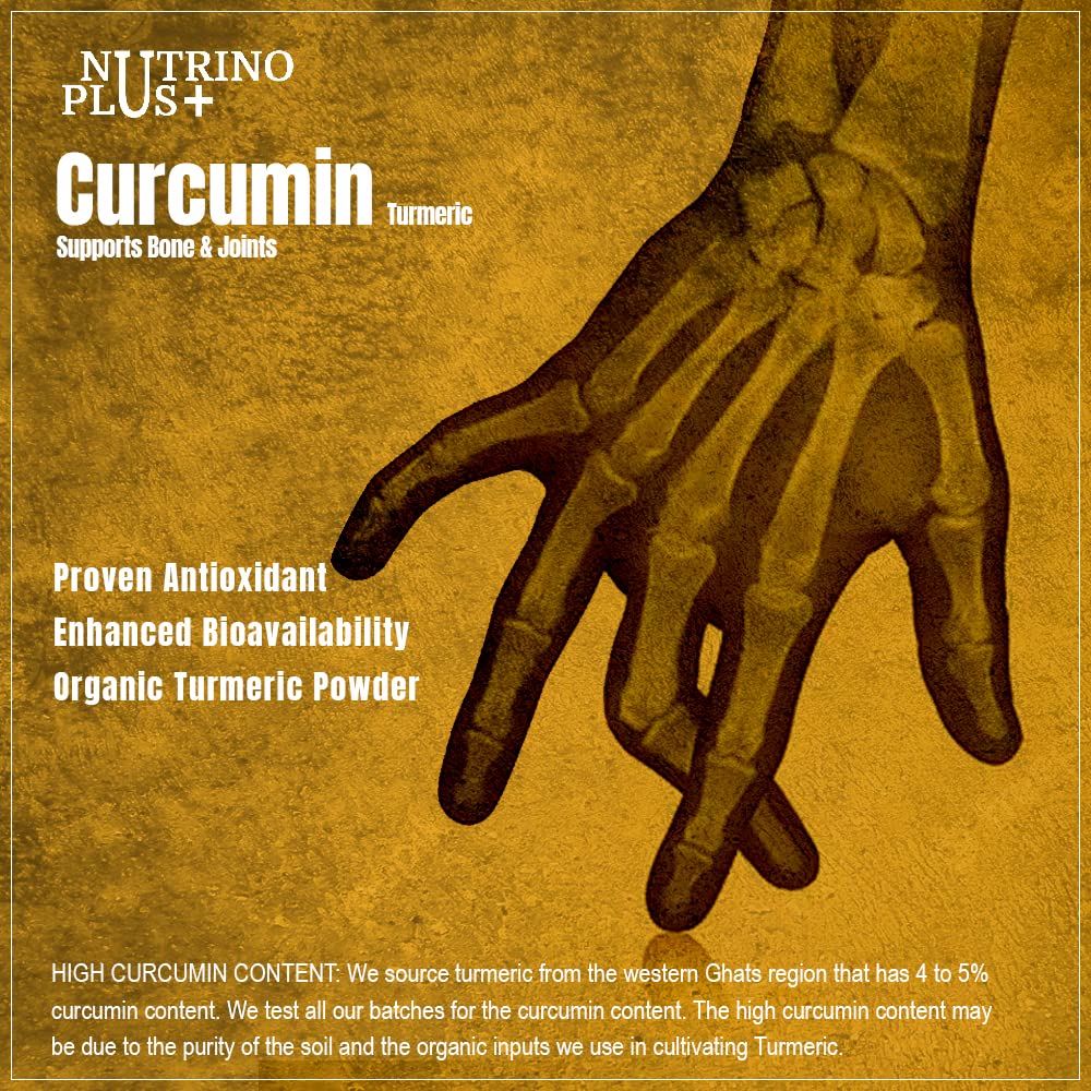 Nutrinoplus Curcumin 1000mg Supplement with Curcuminoids – 60 Veg Capsules | Good for Skin & Joint, Better Absorption, Boosts Immunity for Men & Women | Formulated in USA
