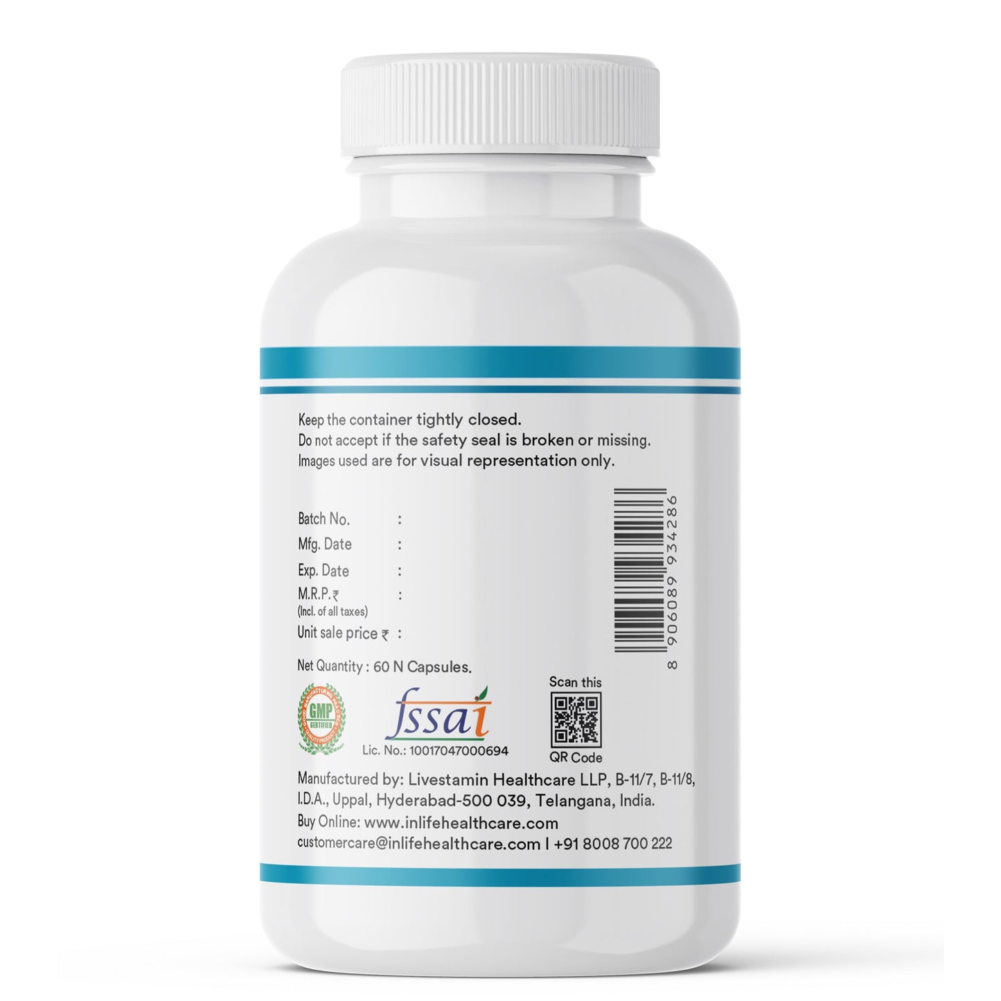 INLIFE Aquamin Marine Magnesium, Highly Bioavailable with 70+ Trace Minerals, Muscle Bone & Gut Health Support, 60 Veg Capsules