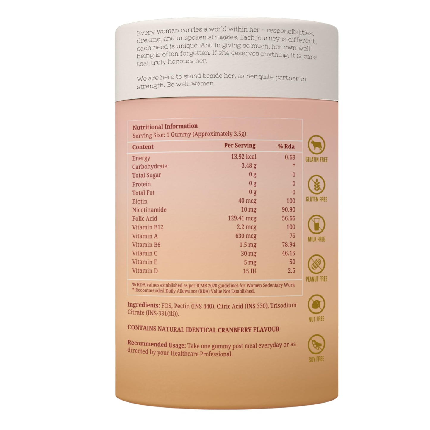 Her Highness GLOW Hair Skin & Nails Gummies for Women | 30 Gummies | Biotin, Vitamin B Complex, Vitamins A, C, D, E, Folic Acid, Nicotinamide | Healthy Hair, Radiant Skin & Strong Nails Support | No Added Sugar | No Added Preservatives | 100% Veg | Cranbe