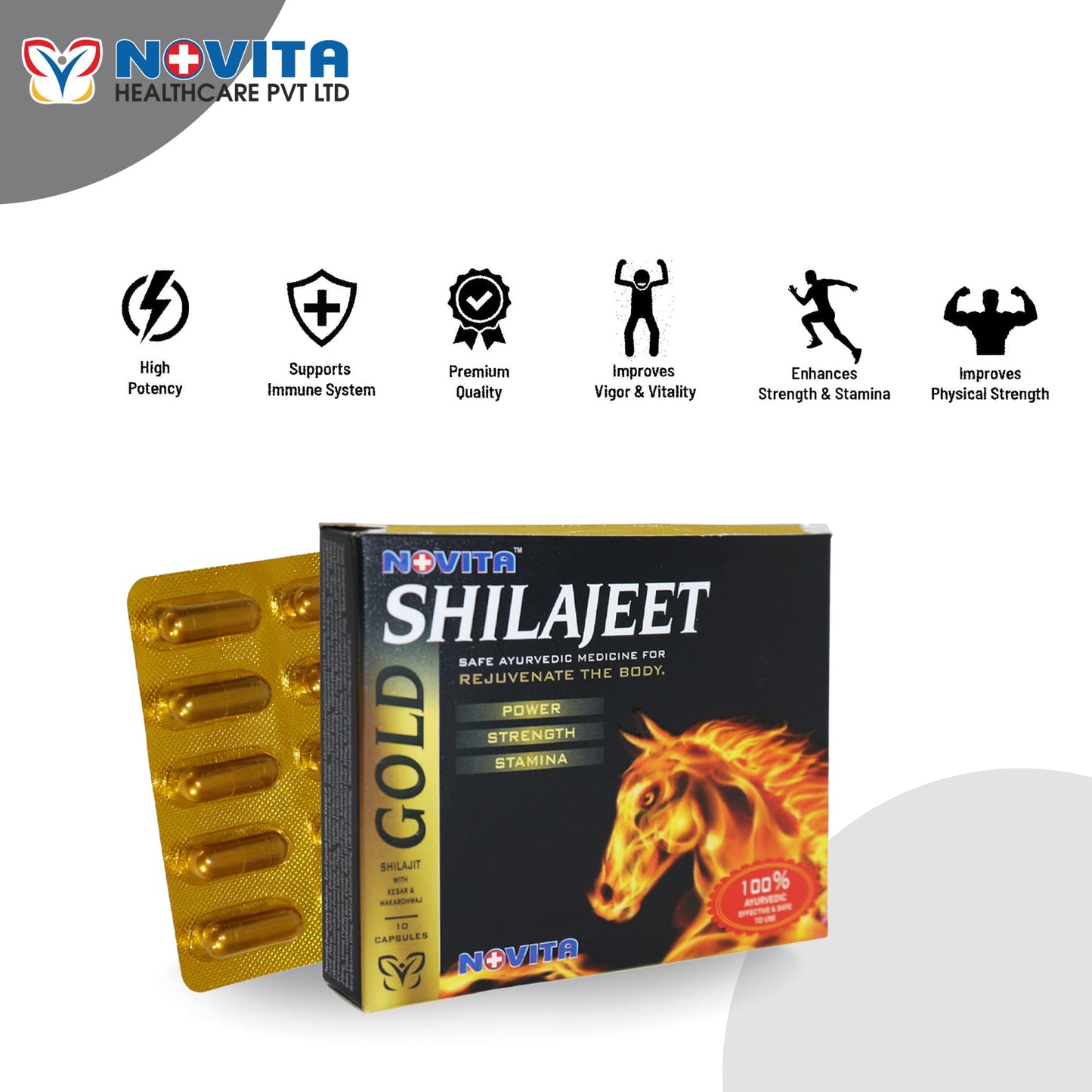 Shilajeet Gold : 100% Ayurvedic Capsules | Pure Shilajeet