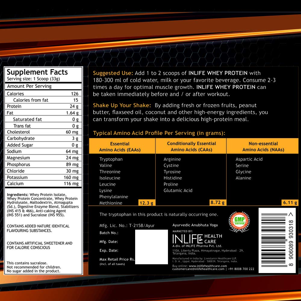 INLIFE Whey Protein Powder with Isolate, Concentrate, Digestive Enzymes- image 8