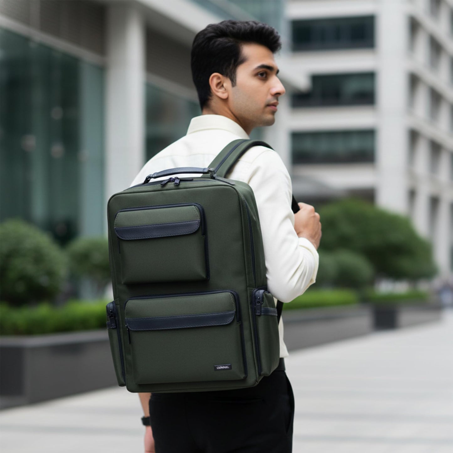 Carriall Vogue Premium Green Laptop Bag, 21.6L | Fits upto 17inch Laptop/Macbook, Water Resistant | iPhone & iPad Pockets | Laptop Backpack For Office, College & Travel | Laptop Bag For Men