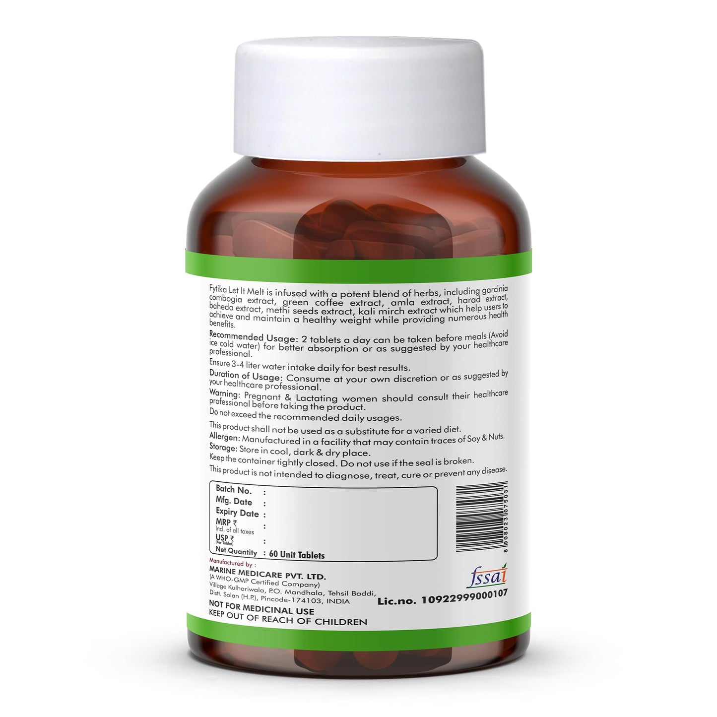 FYTIKA Let It Melt Weight Management Tablets for Men and Women | Herbal Formula with Garcinia Cambogia Green Coffee Triphala Supports Active Lifestyle Energy Balance | 120 Tablets Pack of 2