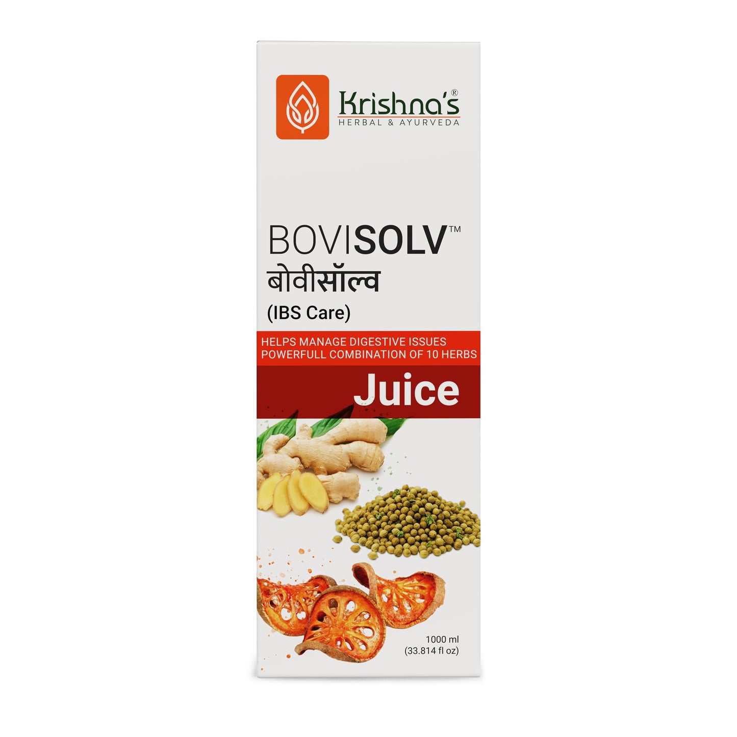 Krishna’s Bovisolv Juice 1000 ml | IBS-Friendly | Digestive Wellness Drink | Ayurvedic Liquid for Sensitive Gut Lifestyle