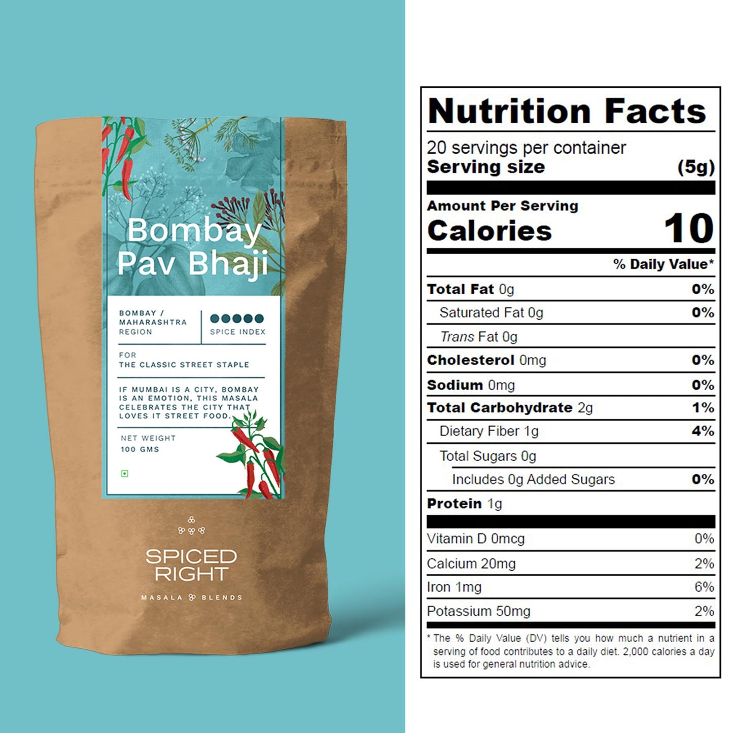 Spiced Right: Bombay Pav Bhaji Masala - Authentic 200g Blend for Pav Bhaji, Easy Cooking & Irresistible Flavors