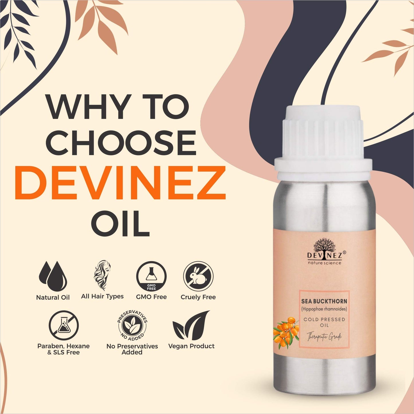 Devinez Sea Buckthorn Cold-Pressed Oil, 1l Undiluted, Calms Irritated S- image 6