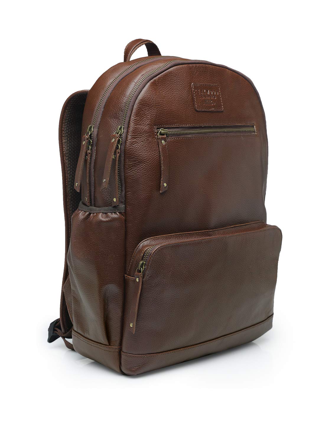 Teakwood Unisex Genuine Leather Brown Solid Backpack||Unisex Laptop Bag/Backpack