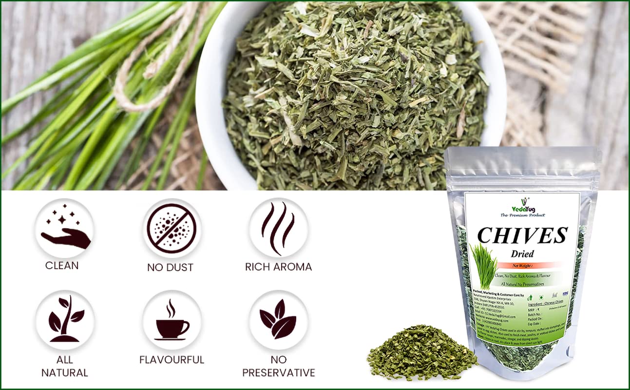 VY VedaYug Chives Herb Seasoning | Chives Dried Leaves | Chinese Chives - 40 grams