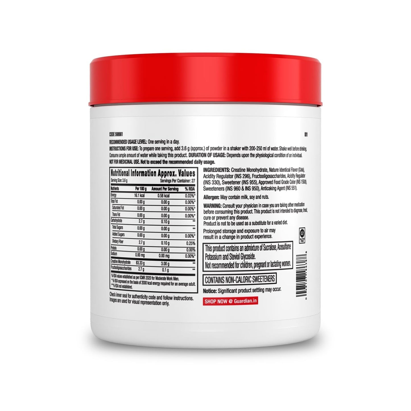 GNC Pro Performance Creatine Monohydrate - 3000mg Creatine Per Scoop | Micronized for Faster Absorption | Boosts Energy, Muscle Volume & Performance | Gluten-Free | Cola | 100gm