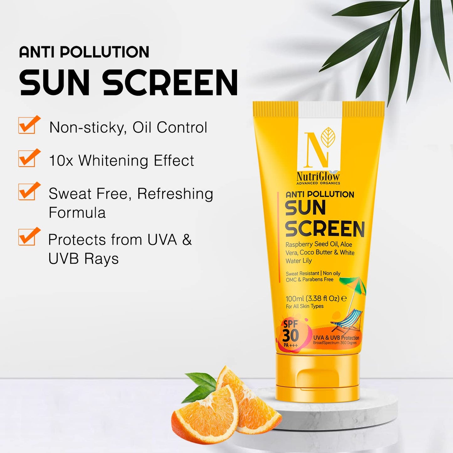 NutriGlow Advanced Organics Anti Pollution Sun Screen SPF 30 PA+++ With- image 7