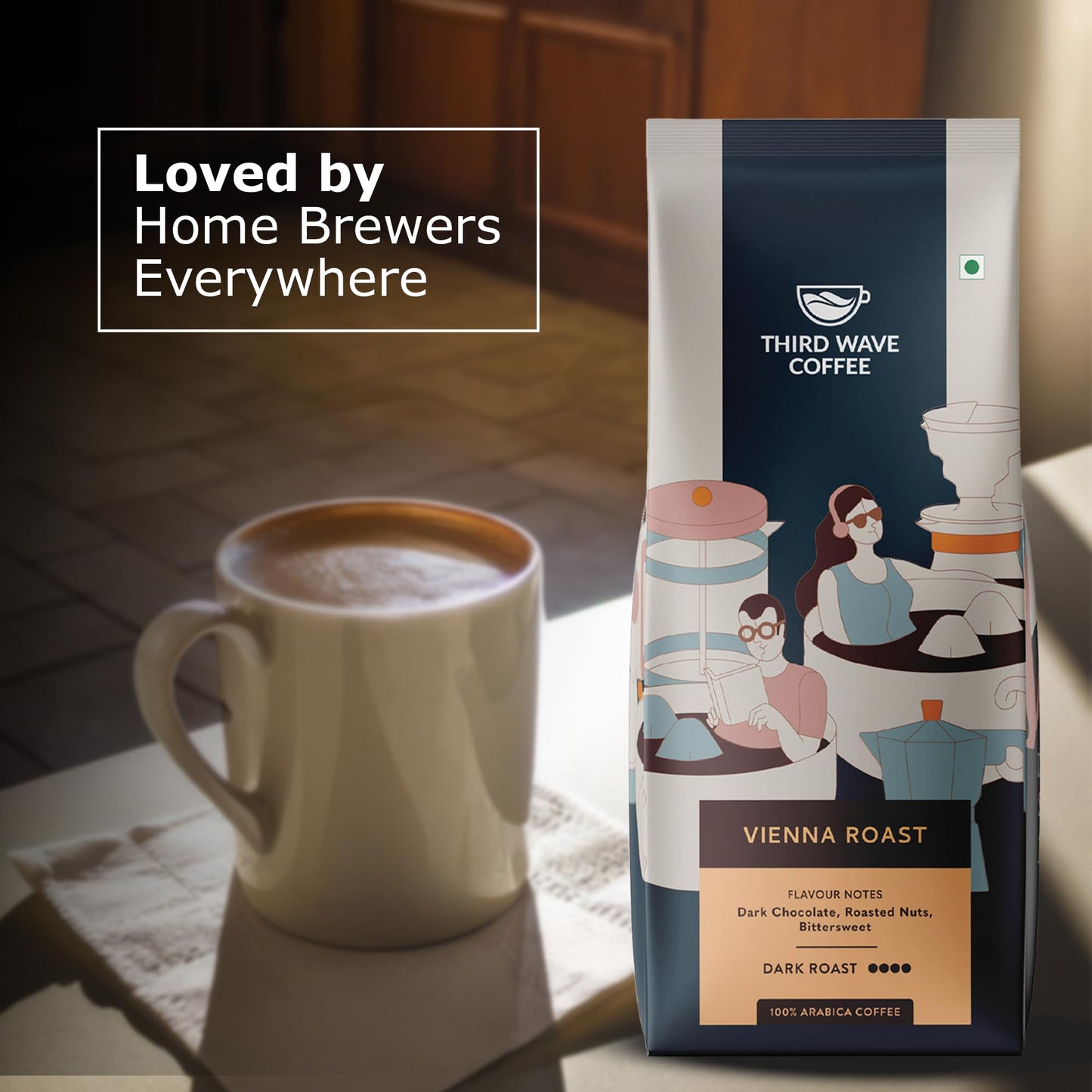THIRD WAVE COFFEE | Vienna Roast | 100% Arabica | Dark Roast | Pour Over | Medium Grind | 250 grams | Pouch