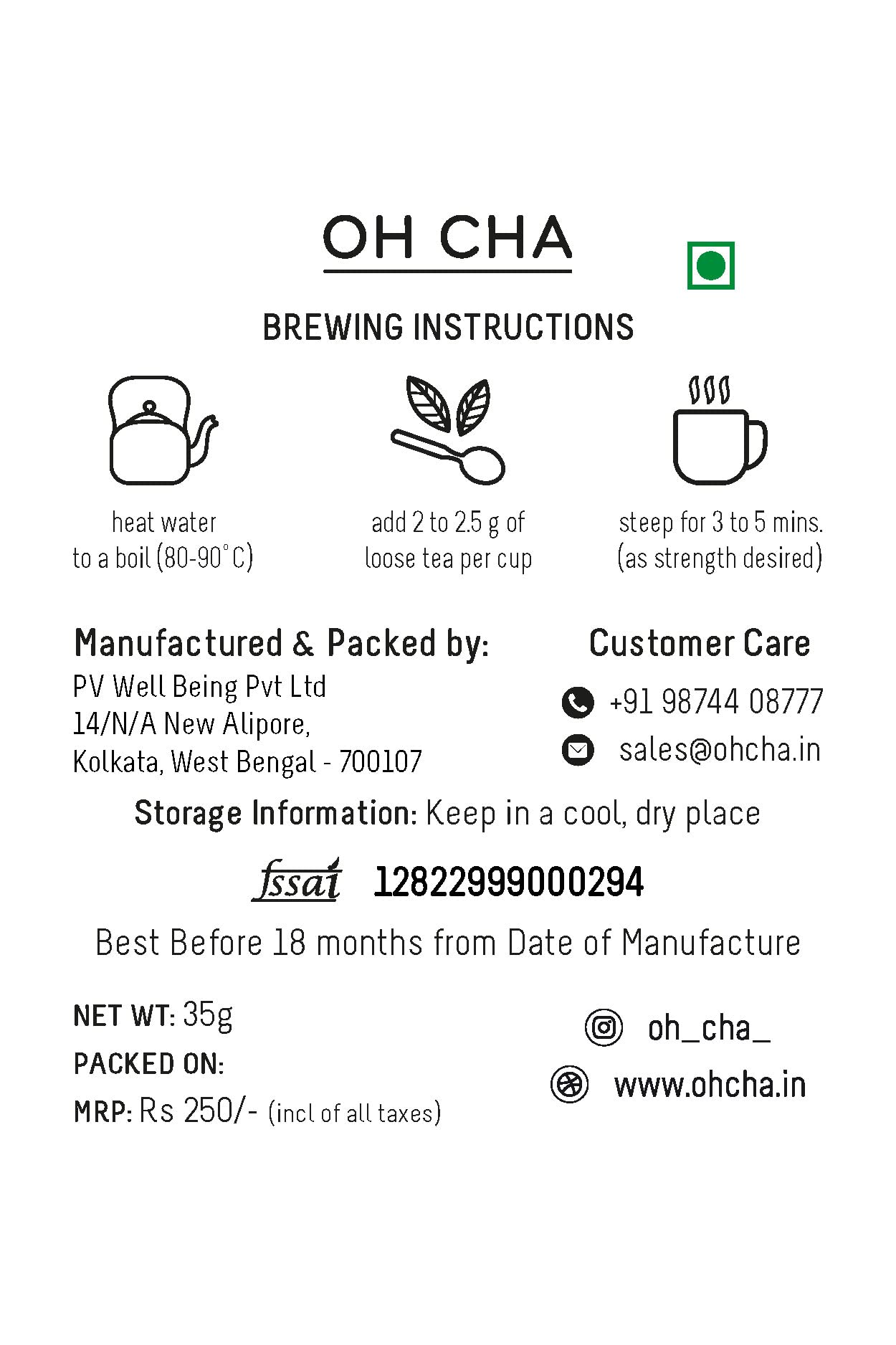 OH CHA - Cinnamon Tea with Orange Peels | Weight Loss Tea, 35gms | Blended with Natural Ingredients like Cinnamon, Ginger, Orange Peels and Clove | 100% Long Leaf Tea | Reduces Inflammation, Controls Blood Sugar, Improves Heart Health | Contains Natural O