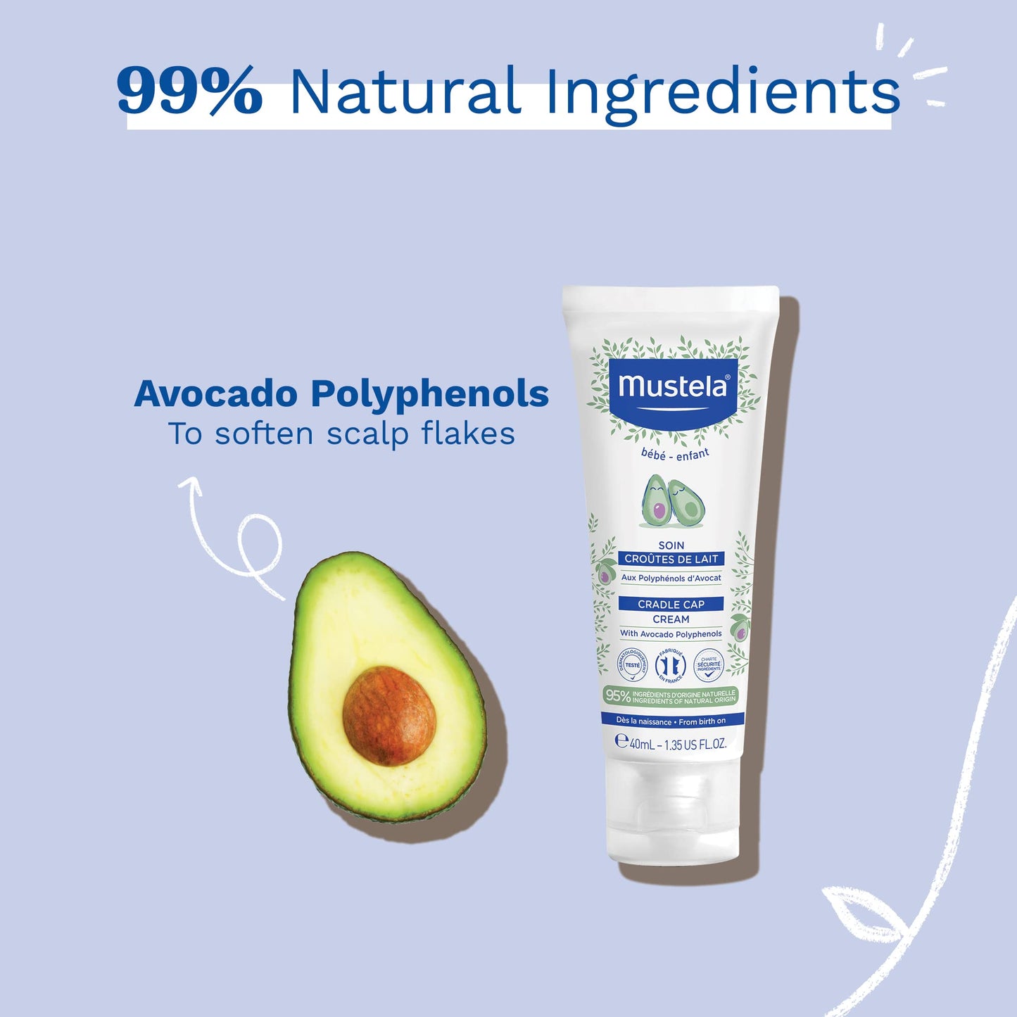 Mustela Baby Cradle Cap Cream 40ml - Newborn Safe - with Natural Avocad- image 8