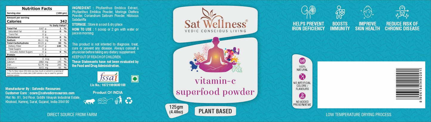Vitamin-C Superfood Powder Herbal Supplements For Personal Health Care Improvement Boosts Immunity & Skin Health | Antioxidant Support For Men & Women