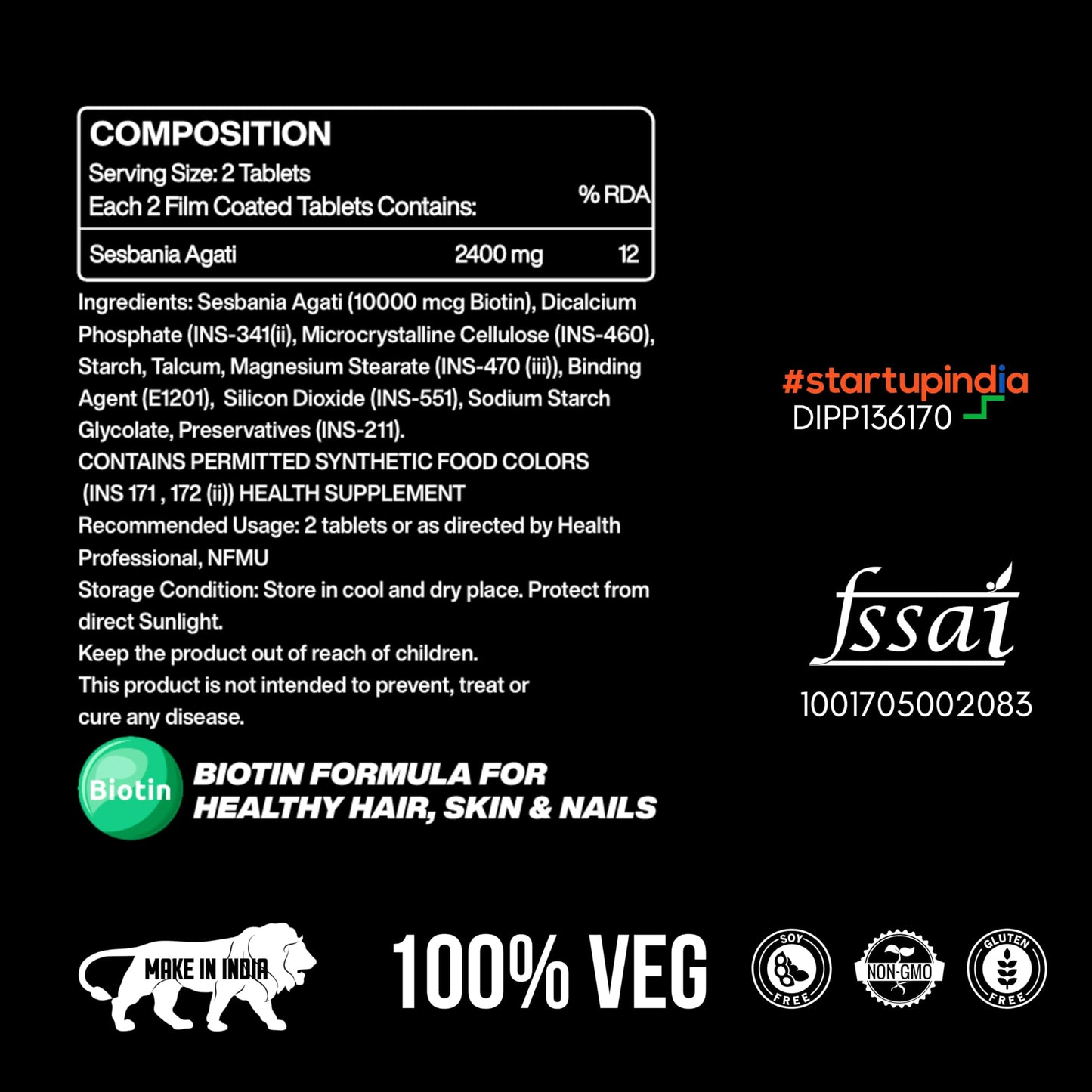 Medzzi Vitals Biotin Boost Max | Biotin for Hair Growth | Multivitamin Supplement for Strong Hair and Glowing Skin, Fights Nail Brittleness| For Both Men & Women| 60 Veg