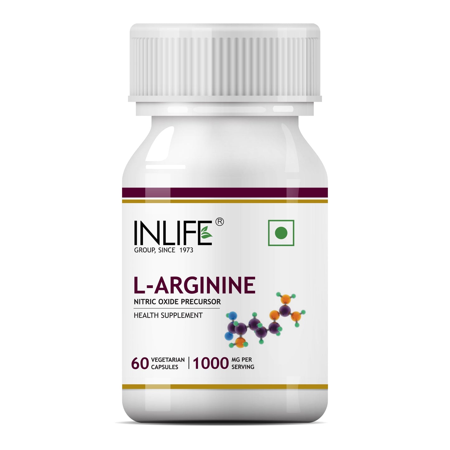 INLIFE L-Arginine 1000mg Supplement (60 Vegetarian Capsules) Serving, N- image 7