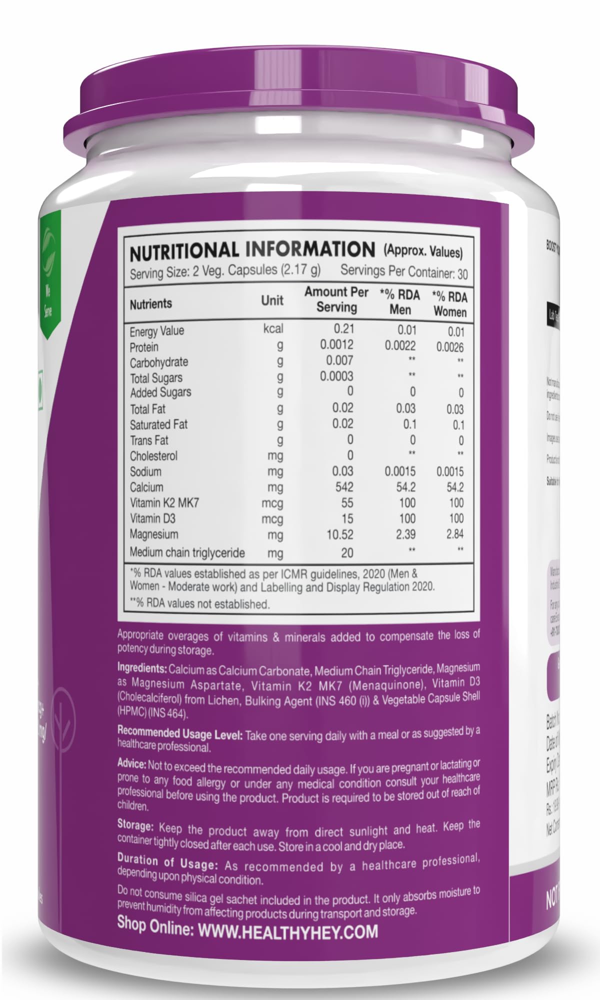 HealthyHey Nutrition Vegan Calcium with Magnesium, Vitamin D3 & Vitamin- image 9
