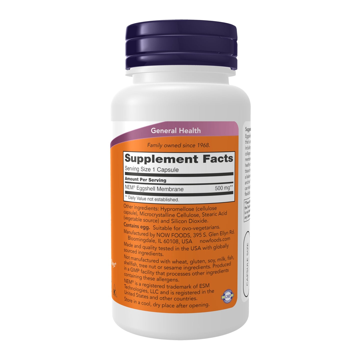 NOW Eggshell Membrane 500 mg,60 Veg Capsules- image 7