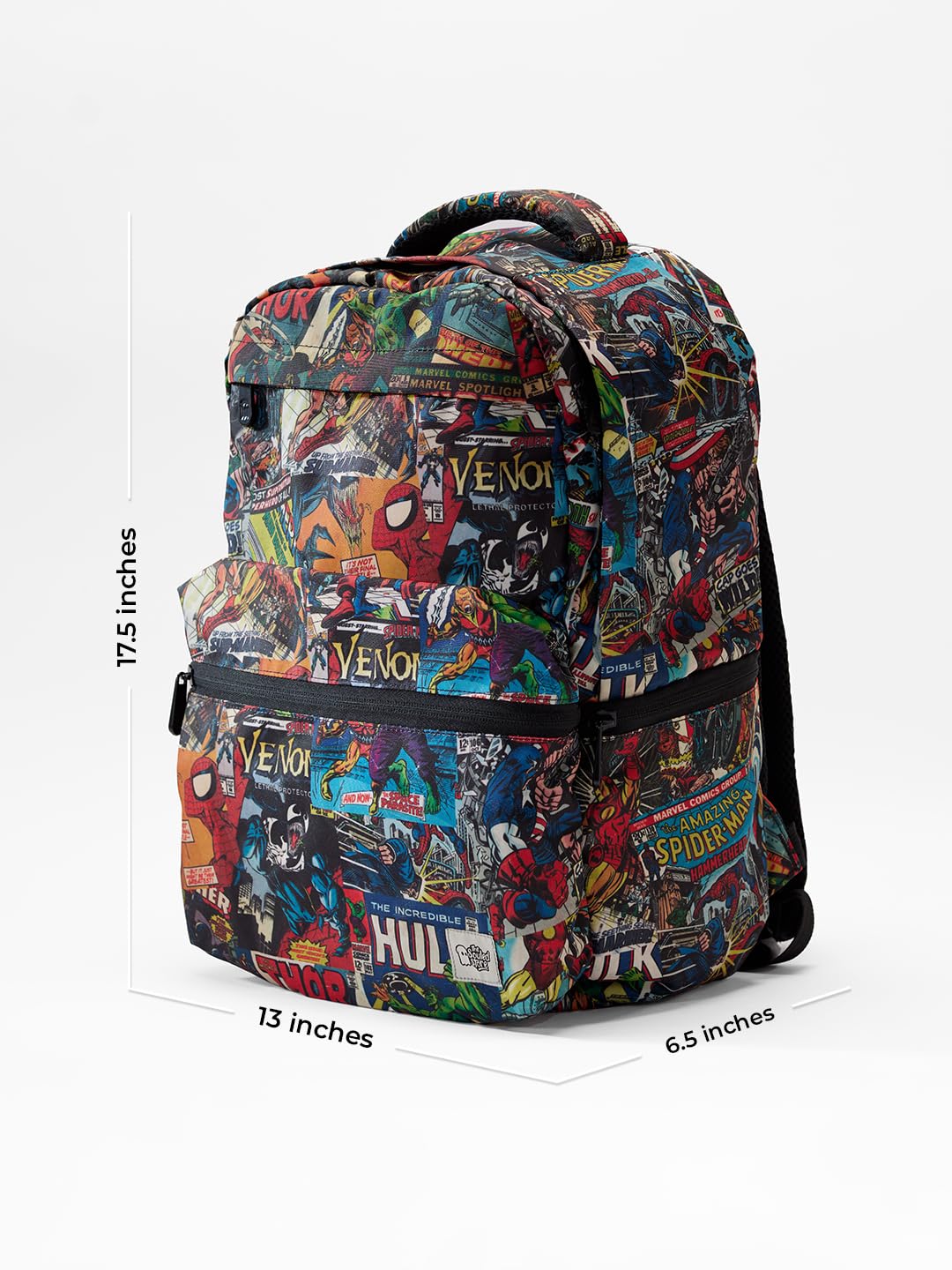 The Souled Store Marvel: Mightiest Heroes Backpacks | 19.47L Rugged Cotton Canvas Laptop Bag | 15.5 Inch Tech Sleeve & Luggage Strap | Premium Avengers Edition Travel & College Rucksack