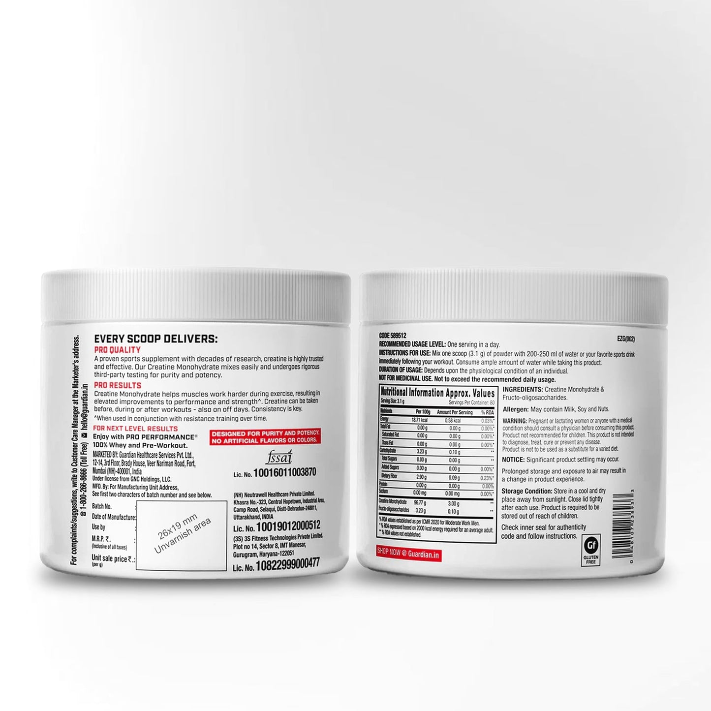 GNC Pro Performance Creatine Monohydrate - 3000mg Creatine Per Scoop | Micronized for Faster Absorption | Boosts Energy, Muscle Volume & Performance | Gluten-Free | Unflavored | 250gm