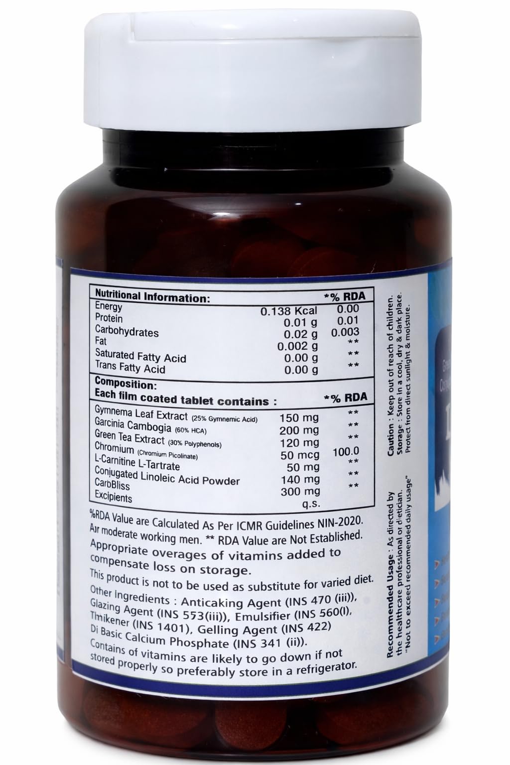 REOBABA Lipiburn® Tablets for Weight Management, with Garcinia Cambogia, Green Tea Extract & L-Carnitine, 60 Tablets