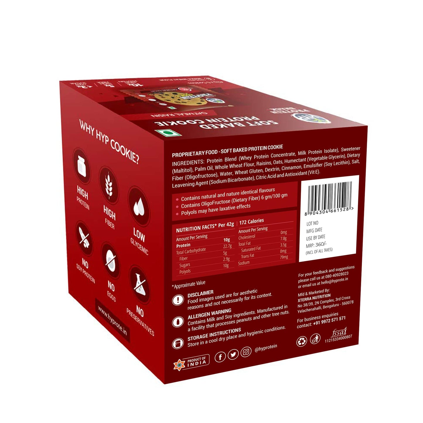 HYP- Protein Cookies, Oatmeal Raisin Cookies (6x42g) | 10 g Protein per- image 7