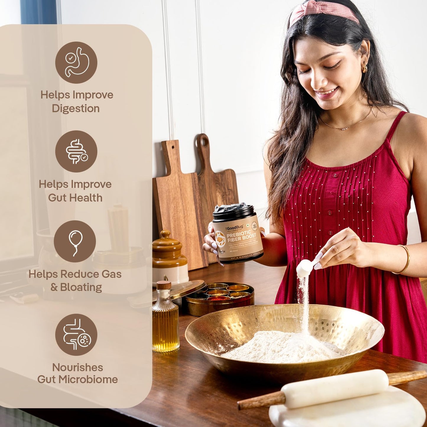 The Good Bug Prebiotic Fiber Boost Powder Improves Digestion Bloating & Gas Relief Natural Fiber Supplement From Green Pea, Chicory Root & Fos Non-Gmo Gluten Free 15 Servings