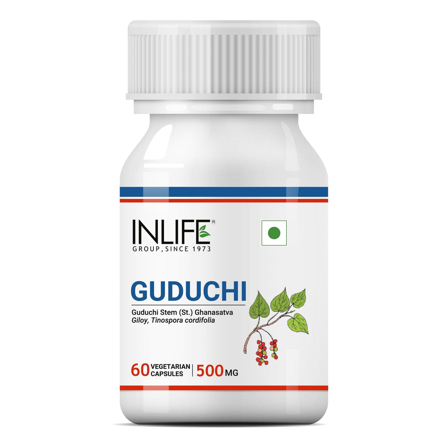 INLIFE Guduchi Capsules 500mg | Giloy Supplement | Stem Extract | Ayurveda – 60 Vegetarian Capsules