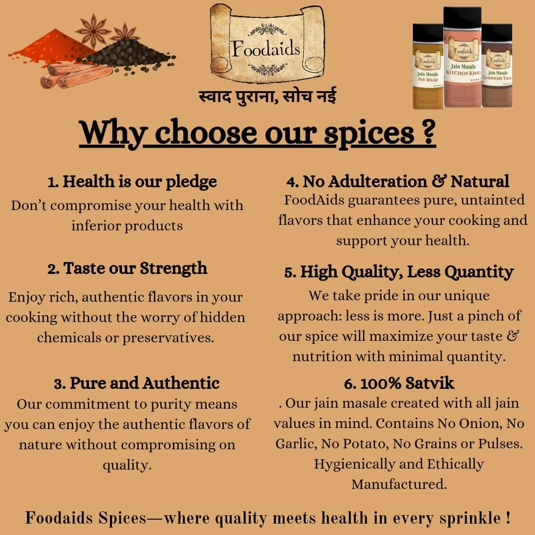 Foodaids Jain Kitchen King Masala 100gm / sabji masala/No Onion No Garlic/Aromatic flavour.