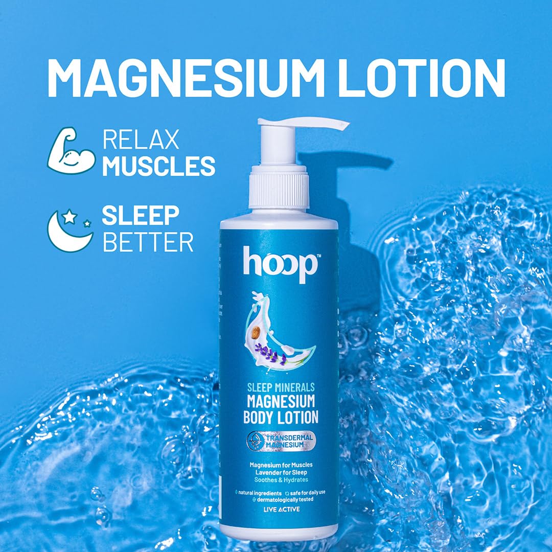hoop Magnesium Sleep Body Lotion | Topical Magnesium Chloride Supplement for Muscle Recovery, Better Sleep | Magnesium Oil Supports Deep Sleep, Recovery from Cramps, Fitness | 250 ml
