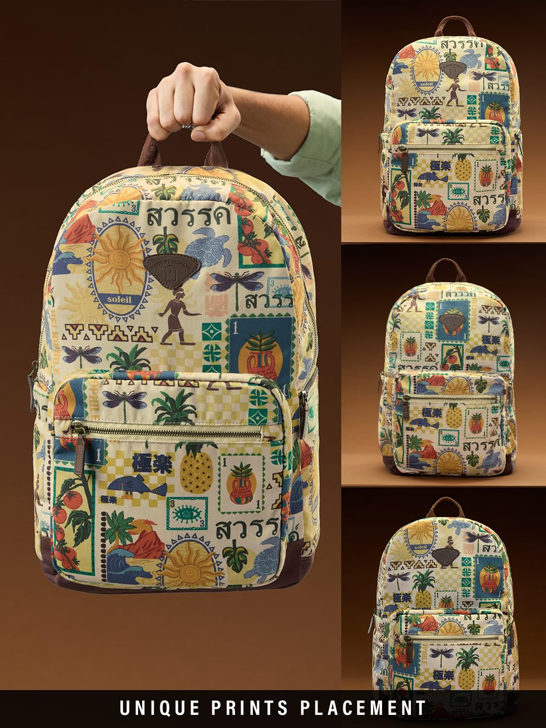 The Souled Store Tropical Unisex Adult Cotton Canvas Upper Multicolour All Over Printed 19L Casual Backpacks