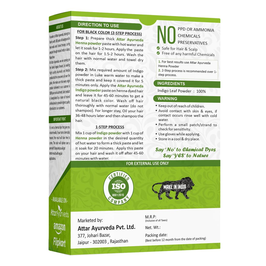 Attar Ayurveda Indigo Powder for black Hair (200 grams)- image 7