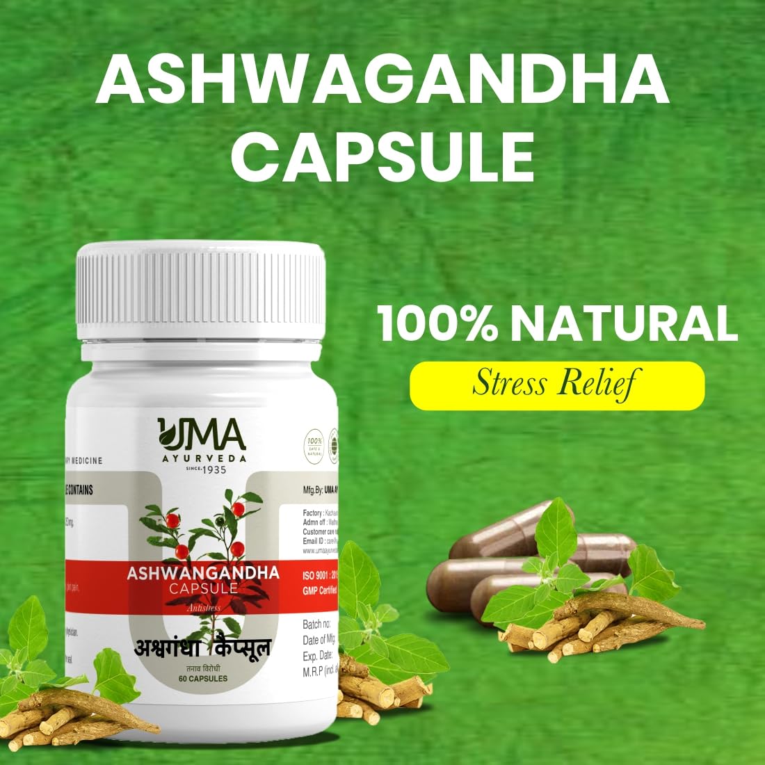 Uma Ayurveda Organic Ashwagandha Capsules for Men | Helpful Release Str- image 7