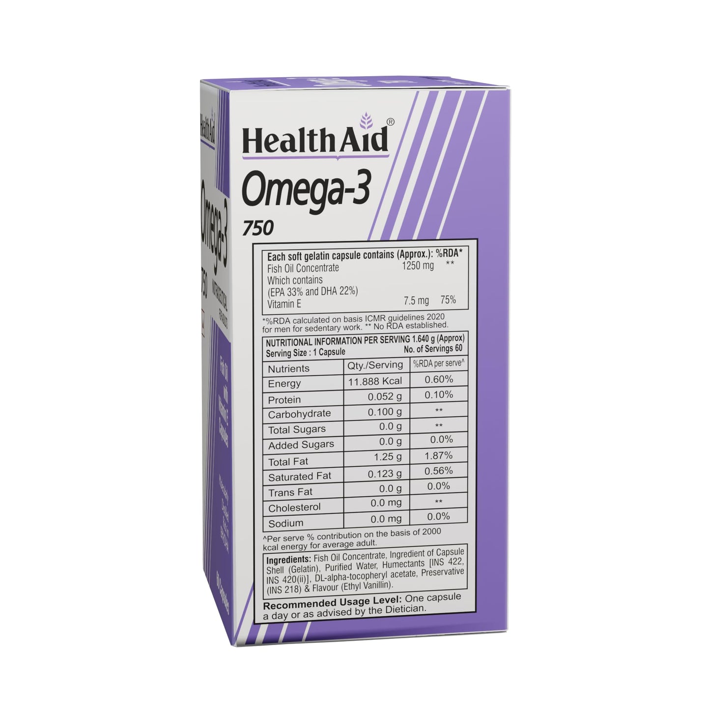 HealthAid Omega- 3 750mg (EPA 425mg, DHA 325mg) - 60 Capsules | vitamin- image 7