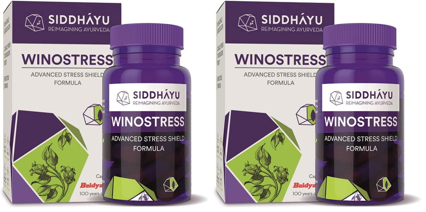 Siddhayu Winostress (From the house of Baidyanath) | Herbal Stress Support Tablets - 30 Capsules X 1 (Pack of 2)