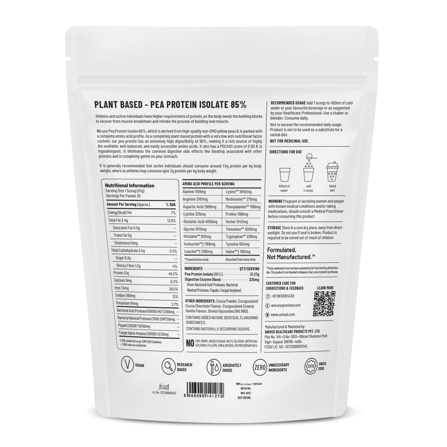 Unived Pea Protein Isolate with Natural Digestive Enzymes, 100% Vegan &- image 8