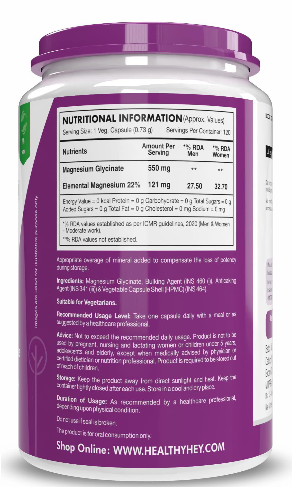 HealthyHey Nutrition Magnesium Glycinate High Absorption for Sleep, Cra- image 8