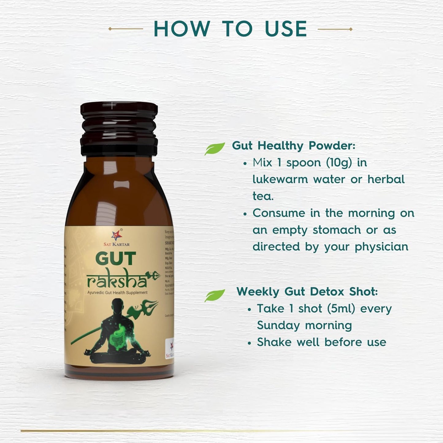 SK Gut Raksha | Ayurvedic Gut Health Supplement (5 in 1 pack) | Made In India | All in one Digestive-Care Solution | No Artificial Colors, Flavours & Sugars | Improves Gut Health