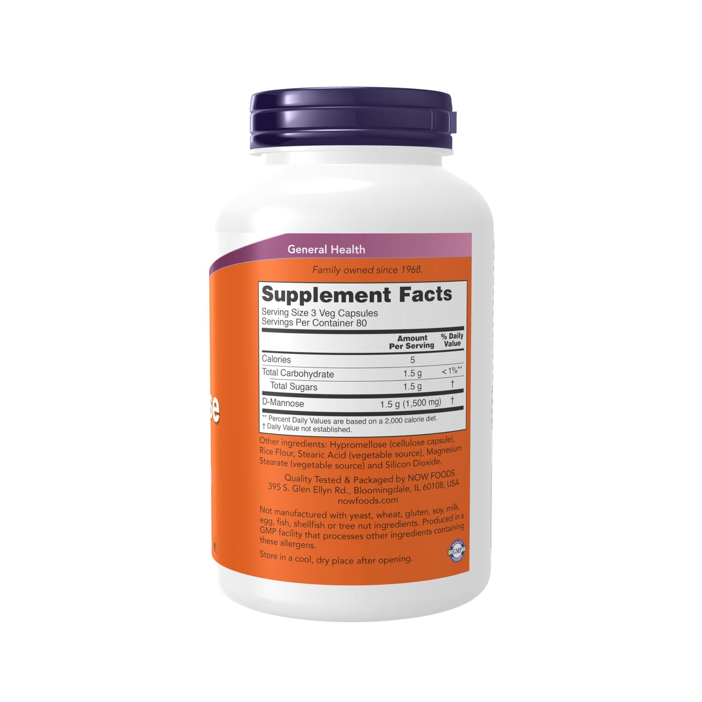 Now Foods, D-Mannose, 500 mg, 240 Veg Capsules- image 7