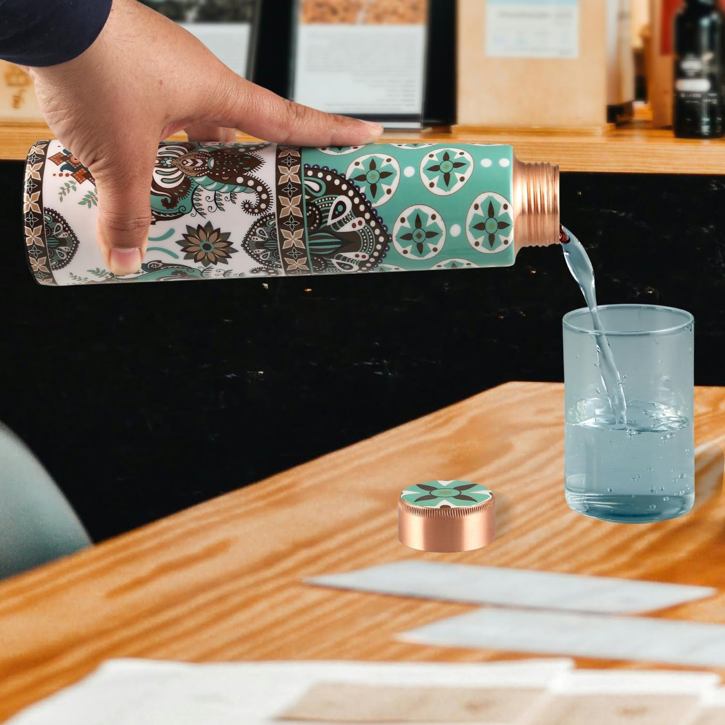 Design Decor Gallery Handmade Copper Water Bottle Round Punch Bubble Lo- image 8