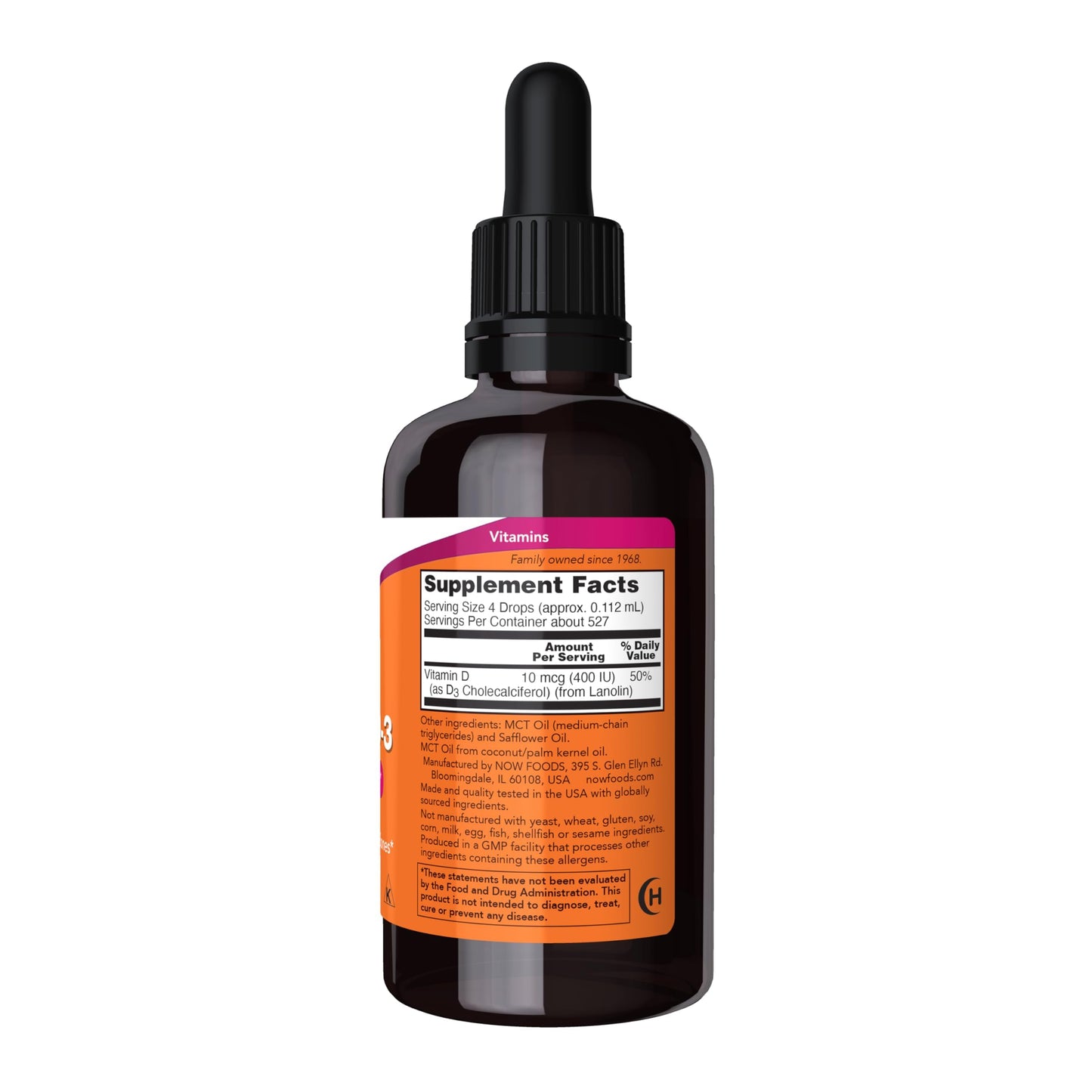 Now Foods Liquid Vitamin D-3 400Iu/Dropper, 2 Ounce- image 7