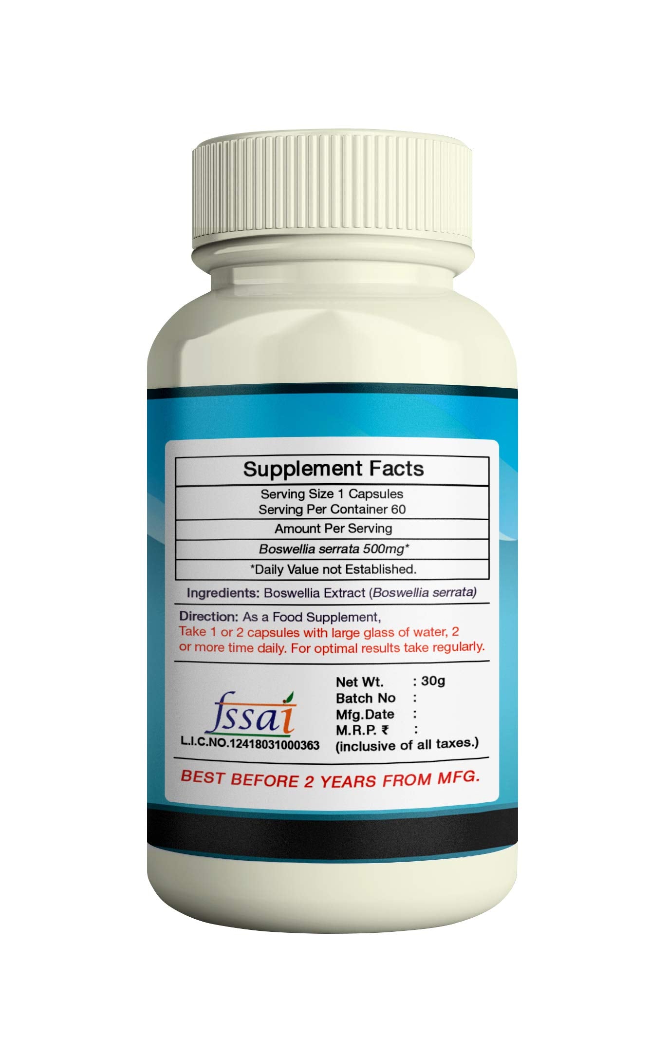 ERBZENERG Boswellia serrata (Shallaki) 60 Capsules (Pack of 2)