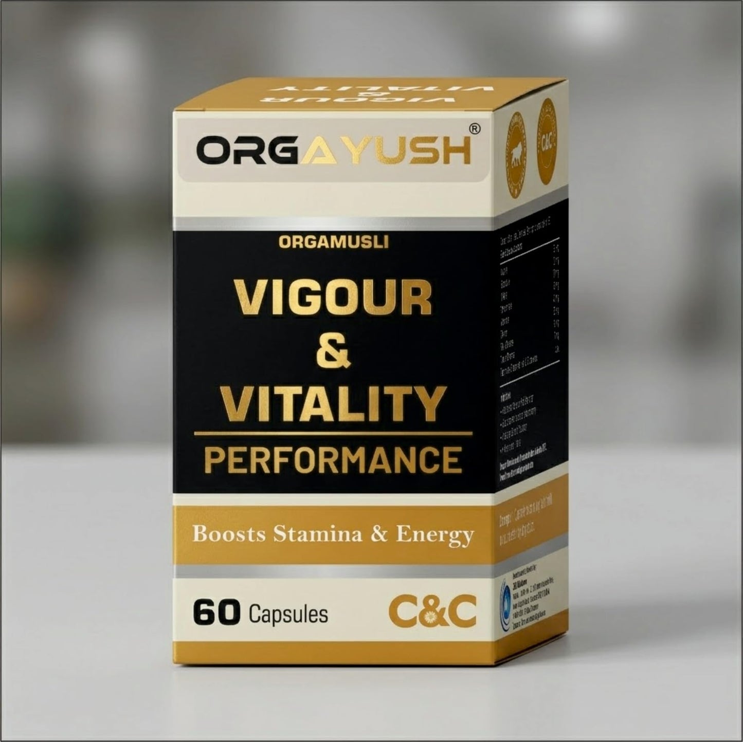 ORGAYUSH Vigour & Vitality Capsules – Energy, Stamina & Muscle Support Supplement with Herbal Extracts, Vitamins & Amino Acids for Performance & Recovery(Pack of 1)